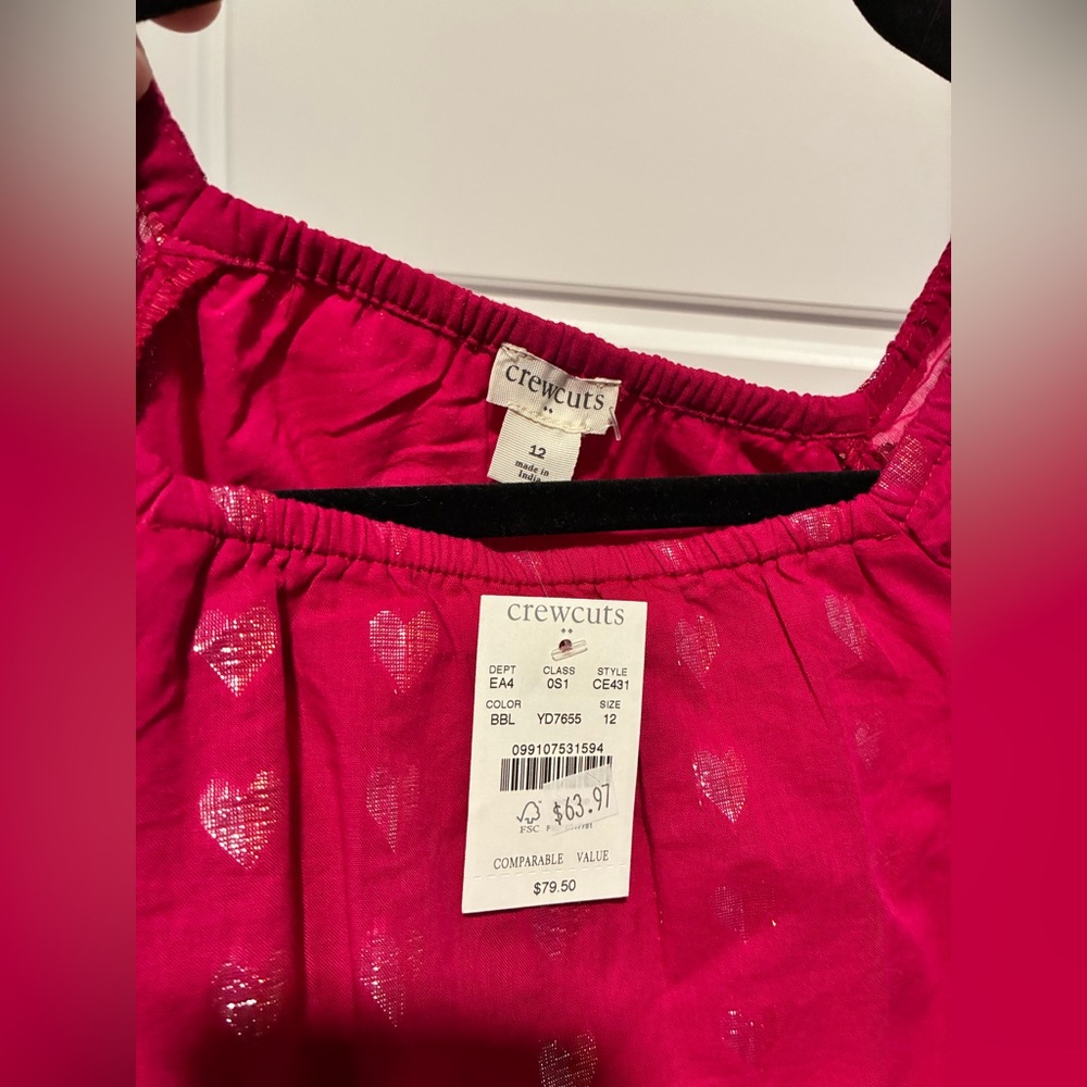 NWT** Crewcuts Fuchsia Heart Dress! - Picture 2 of 4